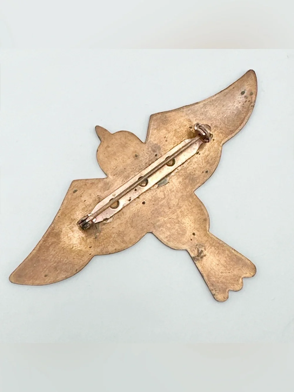 Vintage Copper Flying Bird Brooch